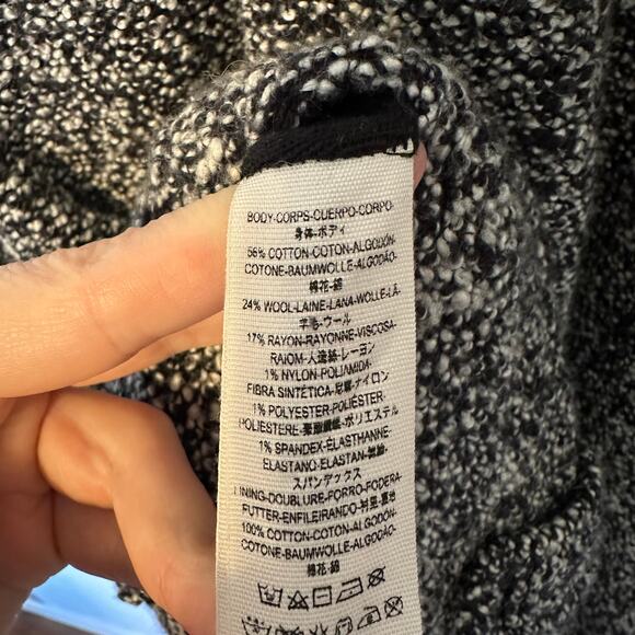 Free People Slouchy Moto Black White Jacket Shacket Wool Blend Oversized Medium - Picture 8 of 8